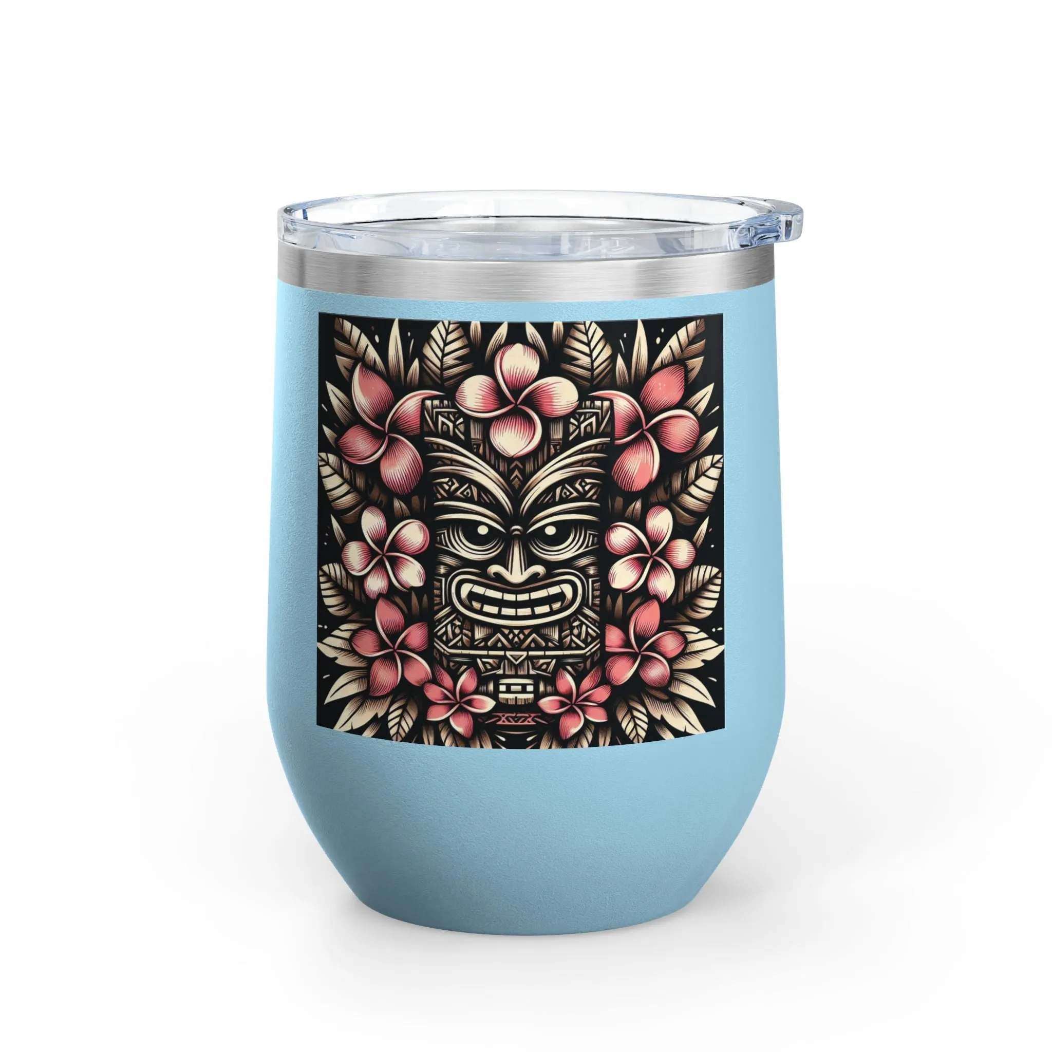 Tropical Floral Wine Tumbler - 12oz Insulated Drinkware for Outdoor Gatherings