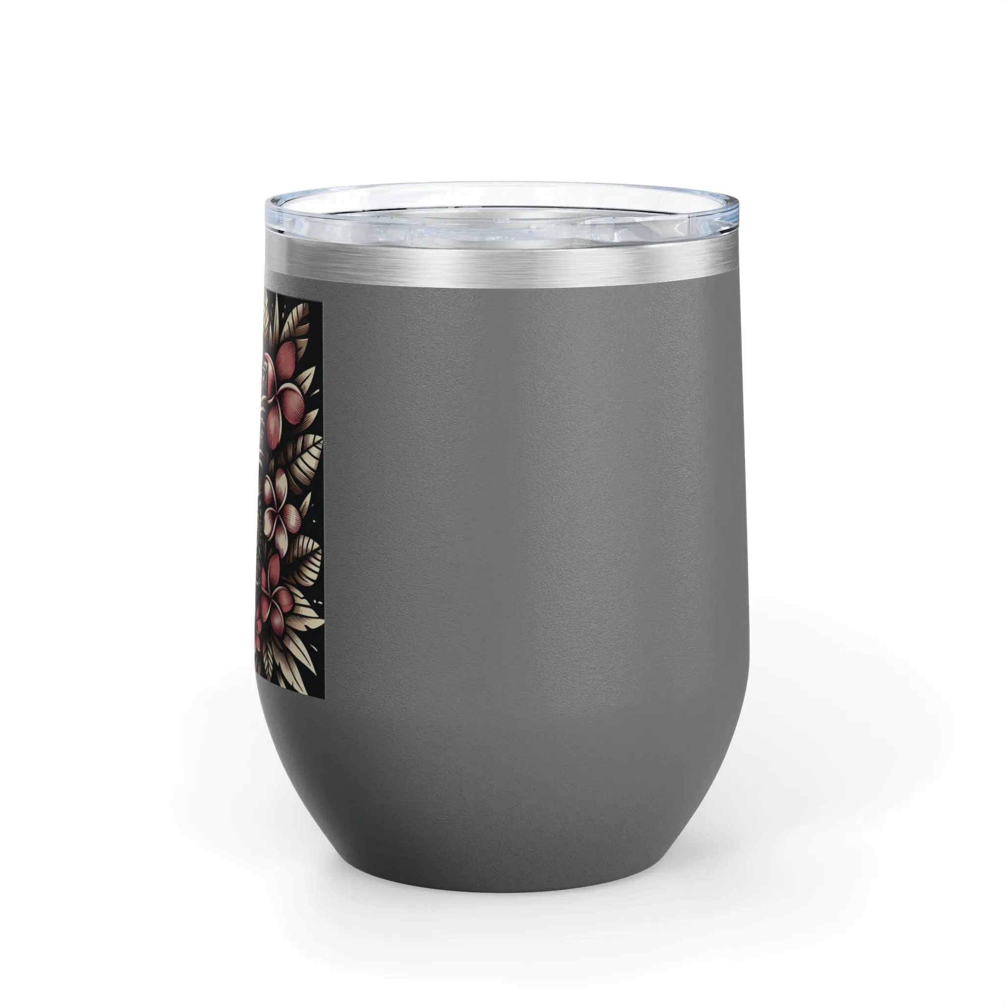 Tropical Floral Wine Tumbler - 12oz Insulated Drinkware for Outdoor Gatherings