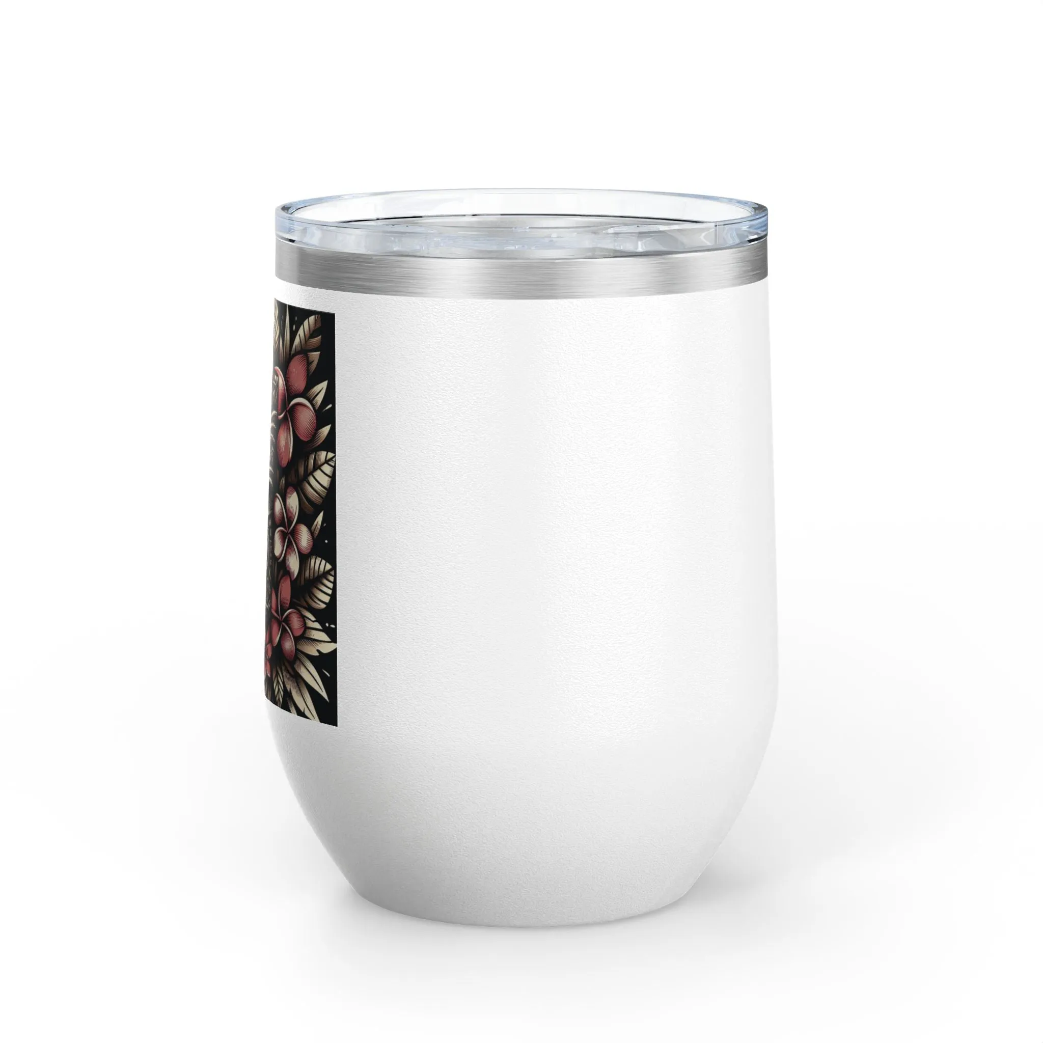 Tropical Floral Wine Tumbler - 12oz Insulated Drinkware for Outdoor Gatherings