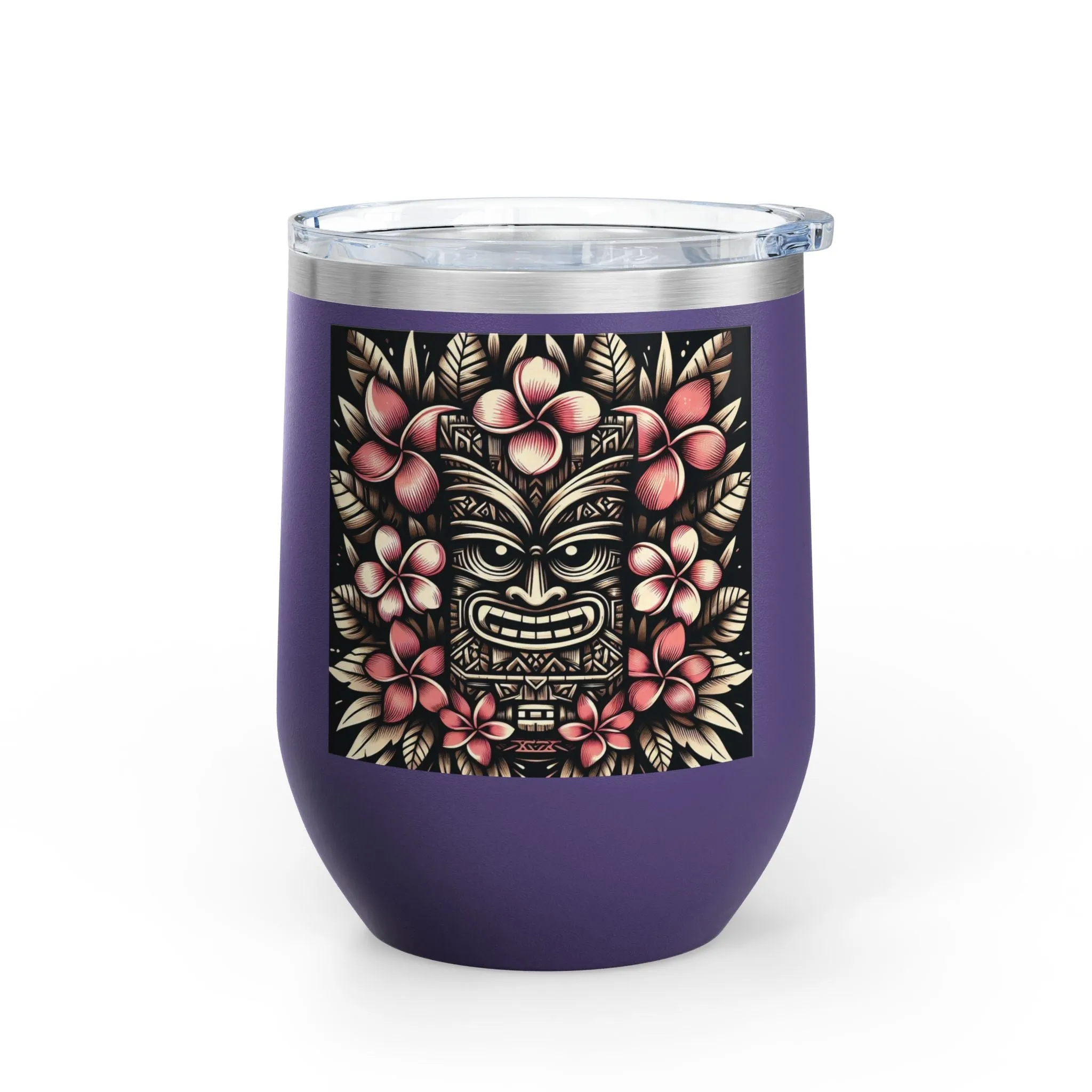Tropical Floral Wine Tumbler - 12oz Insulated Drinkware for Outdoor Gatherings