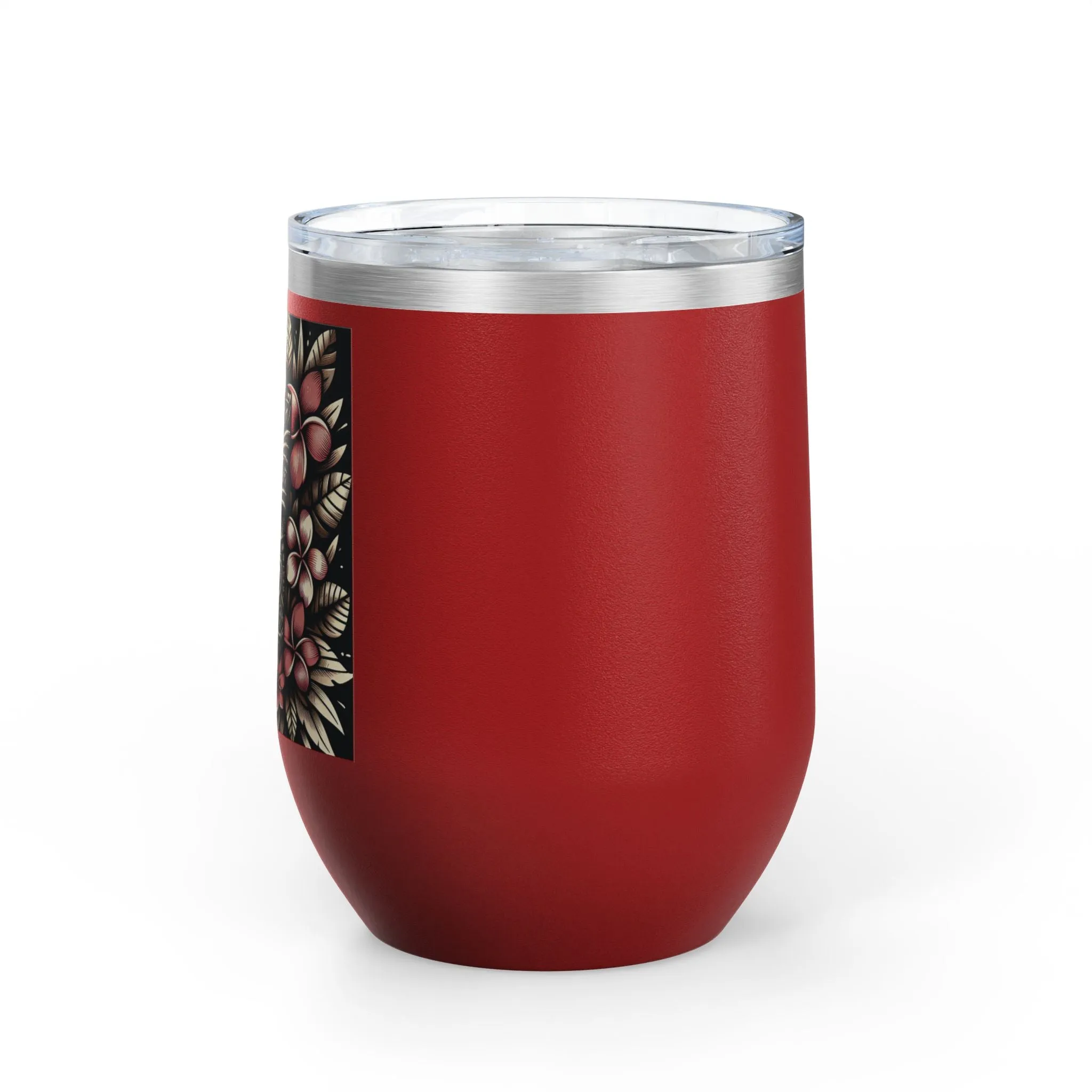 Tropical Floral Wine Tumbler - 12oz Insulated Drinkware for Outdoor Gatherings
