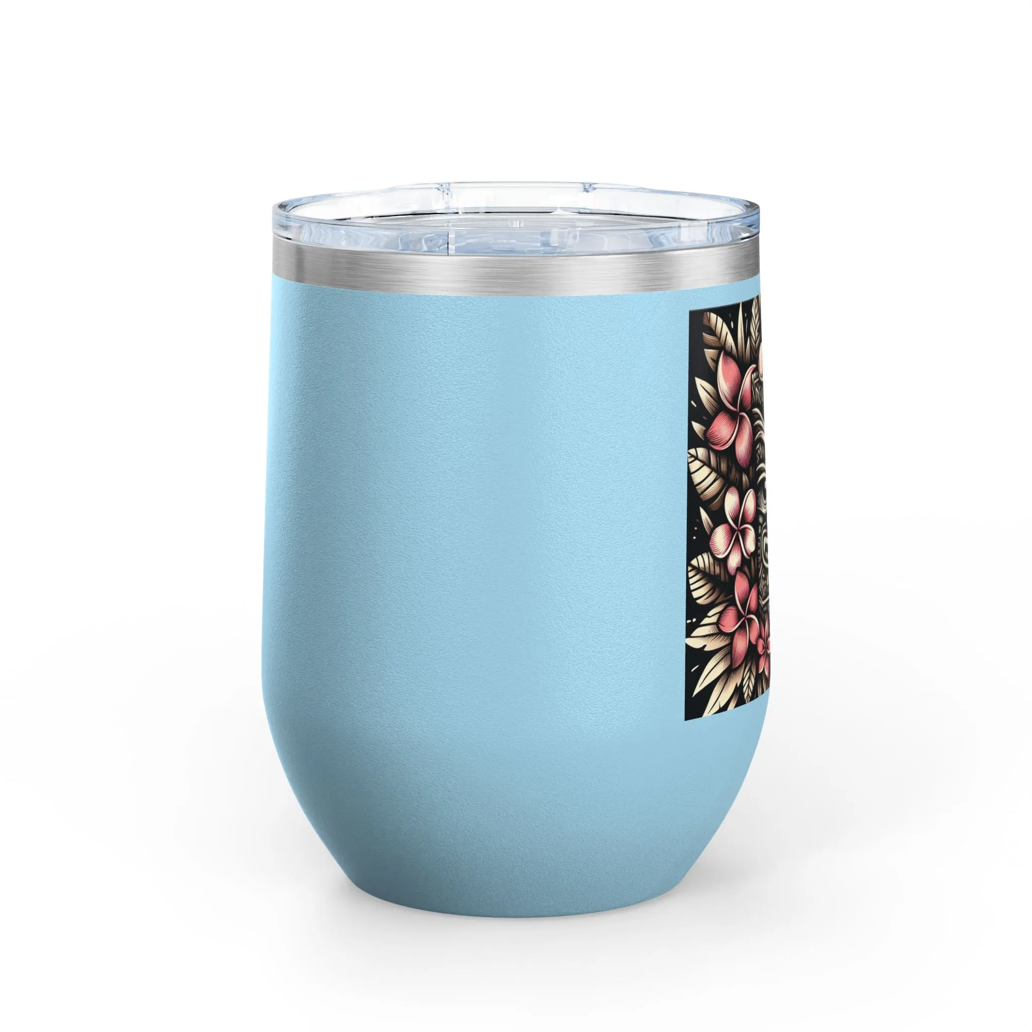 Tropical Floral Wine Tumbler - 12oz Insulated Drinkware for Outdoor Gatherings