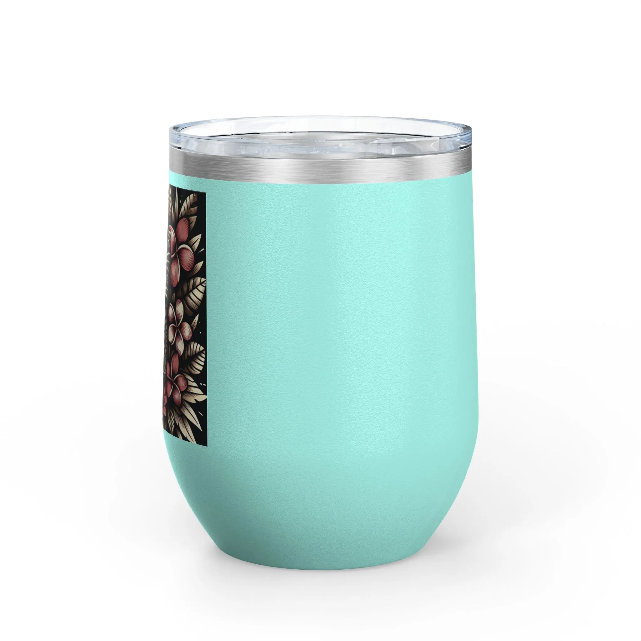Tropical Floral Wine Tumbler - 12oz Insulated Drinkware for Outdoor Gatherings