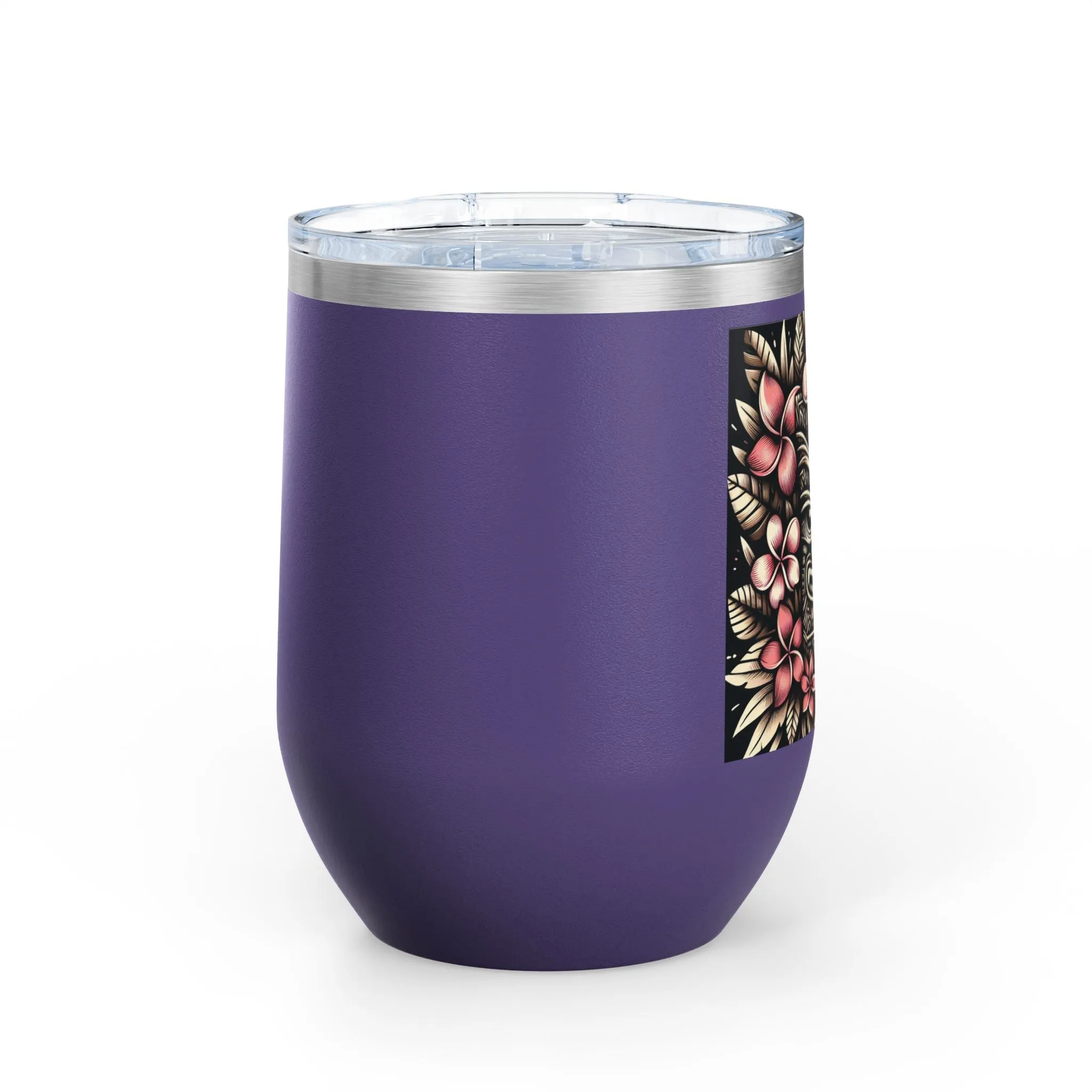 Tropical Floral Wine Tumbler - 12oz Insulated Drinkware for Outdoor Gatherings