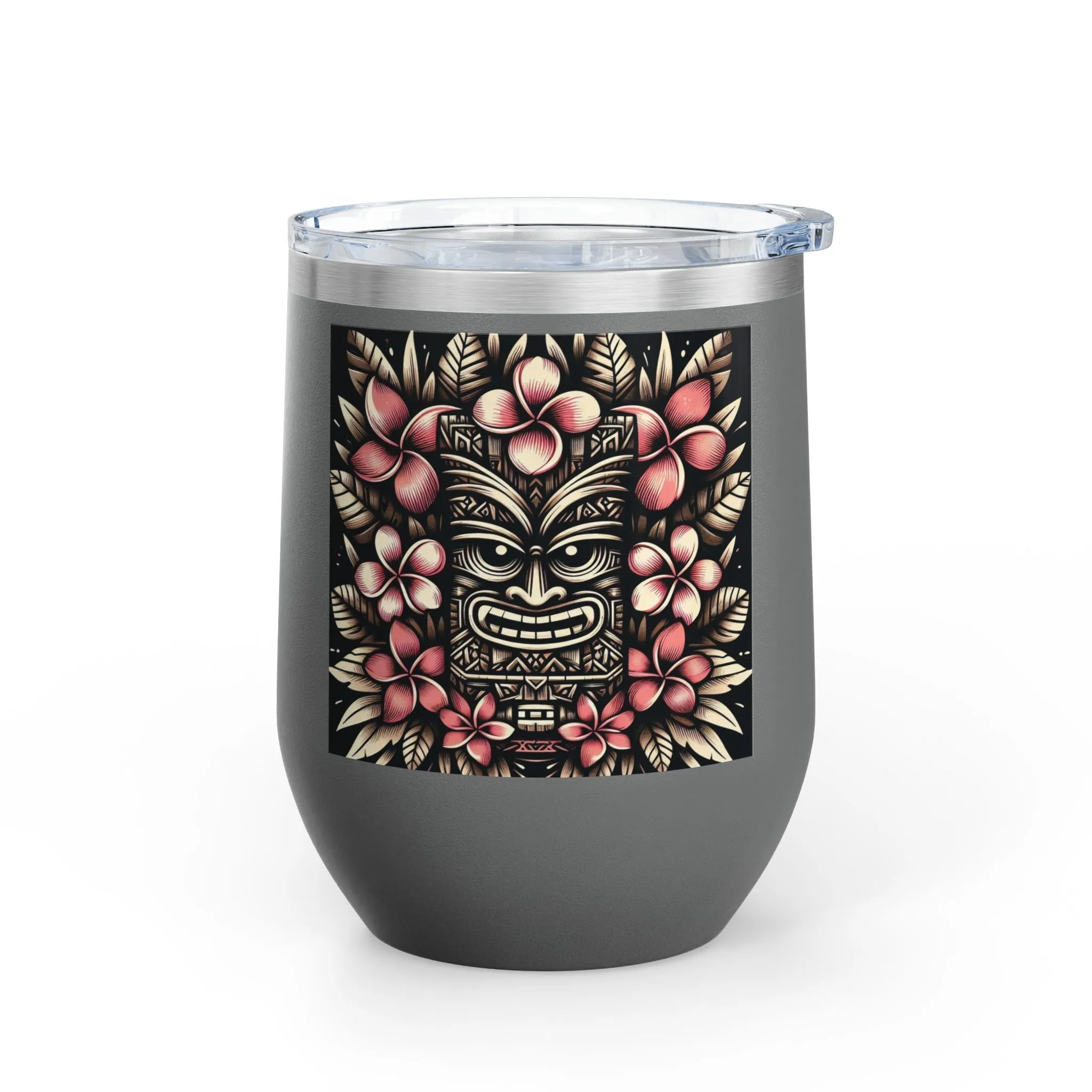 Tropical Floral Wine Tumbler - 12oz Insulated Drinkware for Outdoor Gatherings