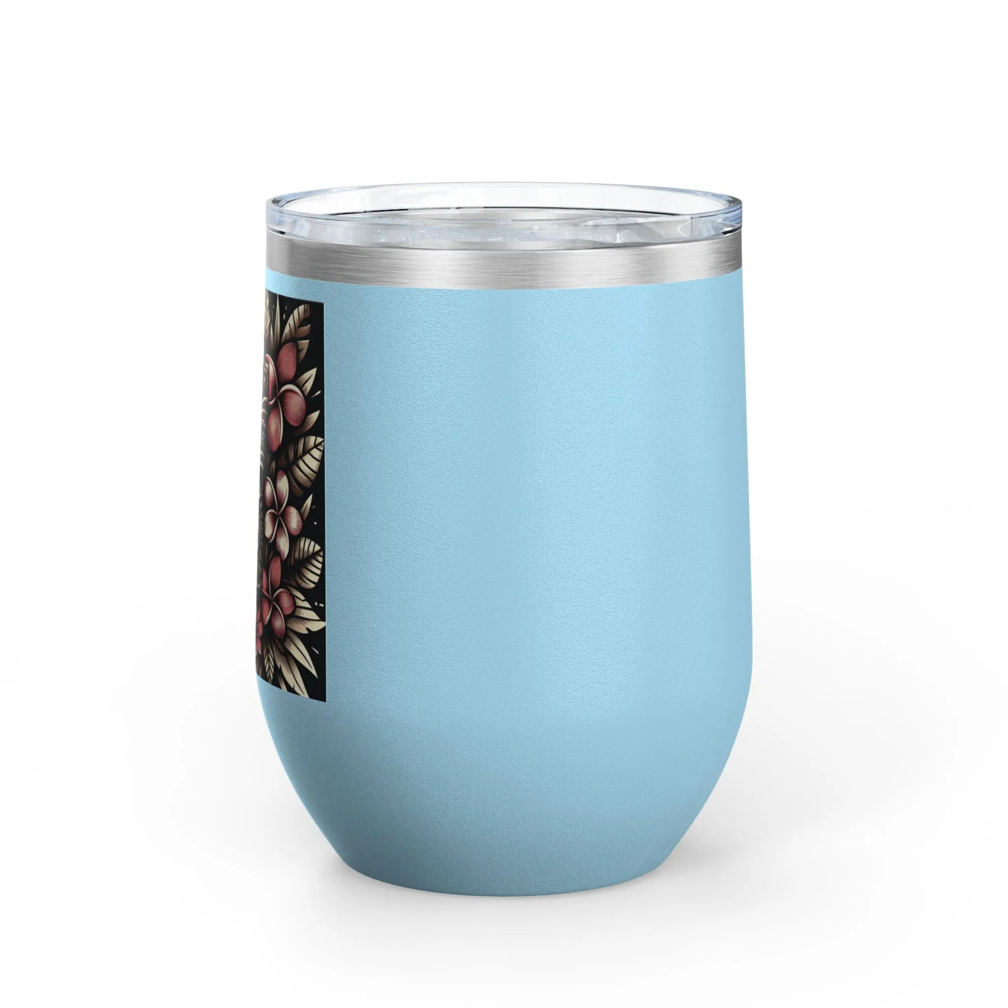 Tropical Floral Wine Tumbler - 12oz Insulated Drinkware for Outdoor Gatherings