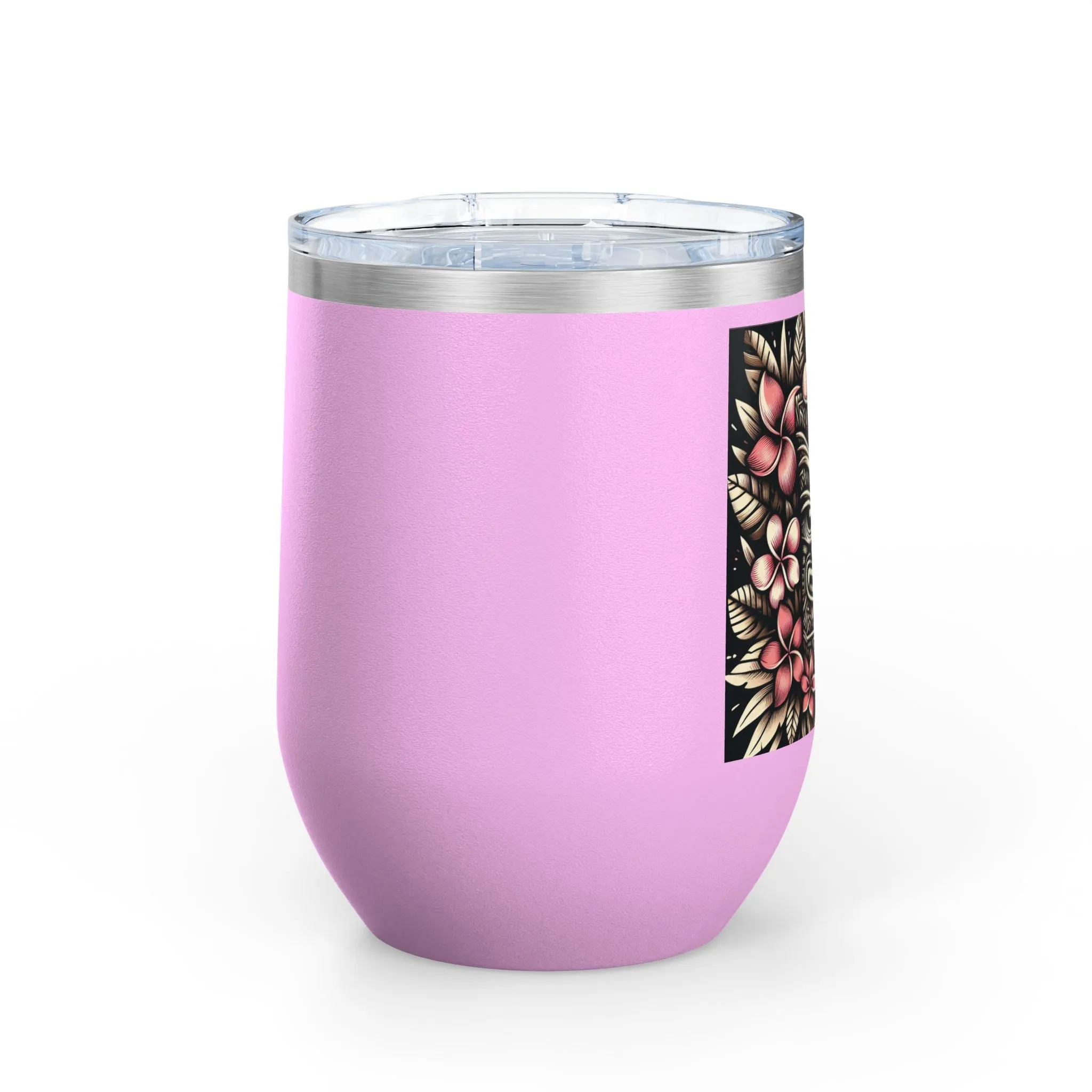 Tropical Floral Wine Tumbler - 12oz Insulated Drinkware for Outdoor Gatherings