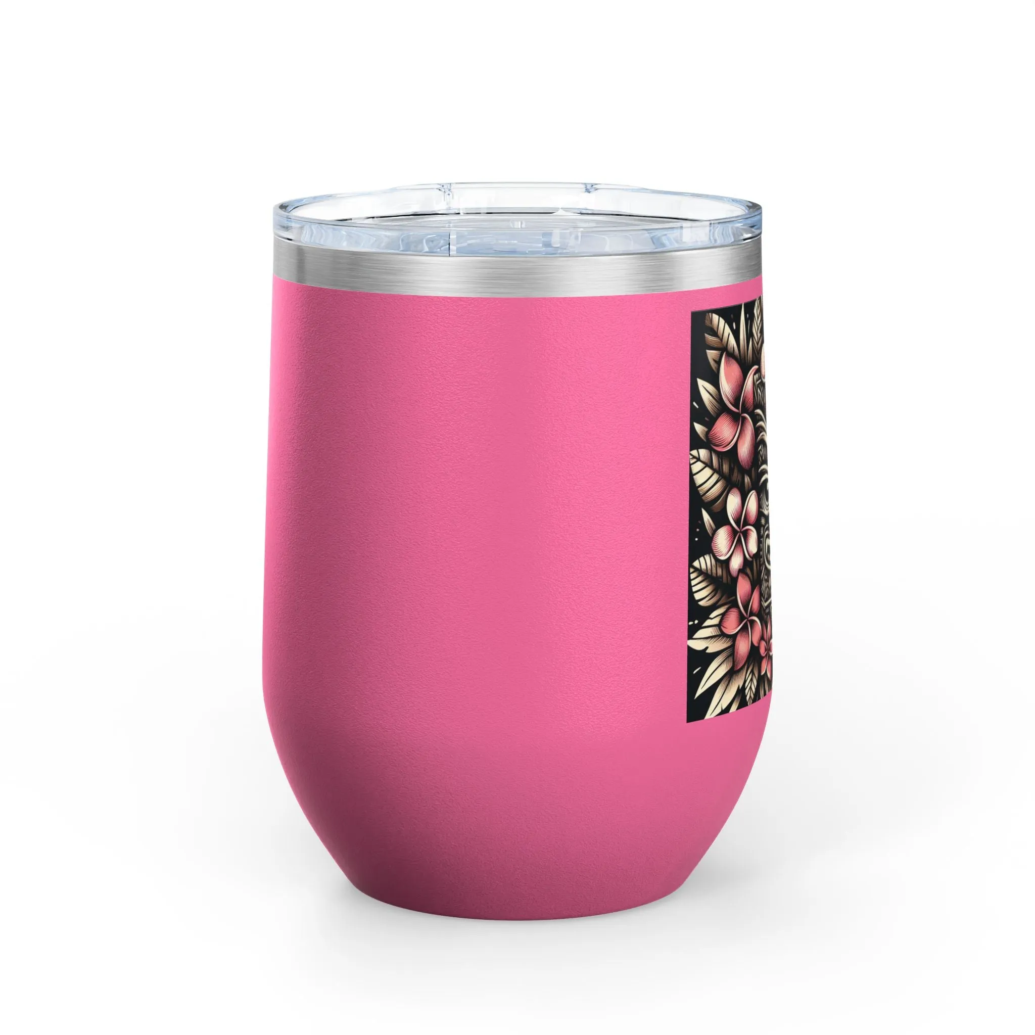 Tropical Floral Wine Tumbler - 12oz Insulated Drinkware for Outdoor Gatherings