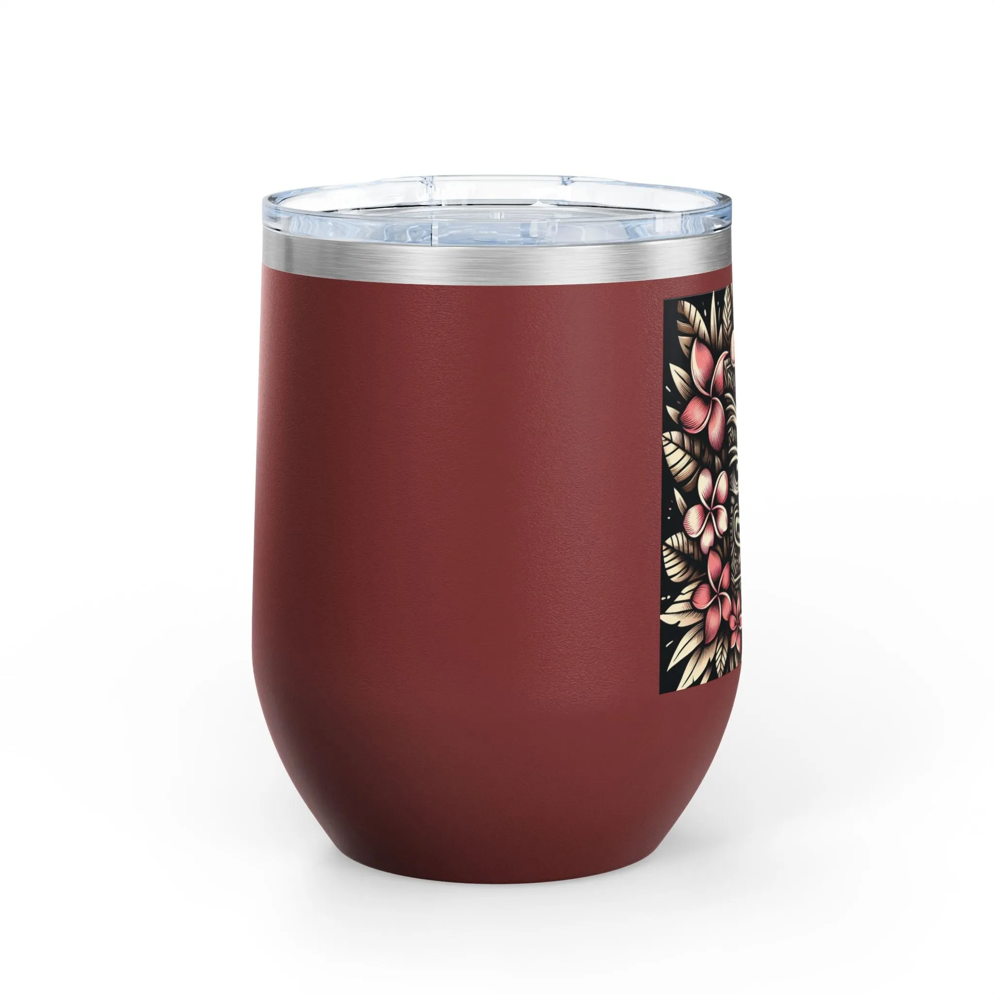 Tropical Floral Wine Tumbler - 12oz Insulated Drinkware for Outdoor Gatherings