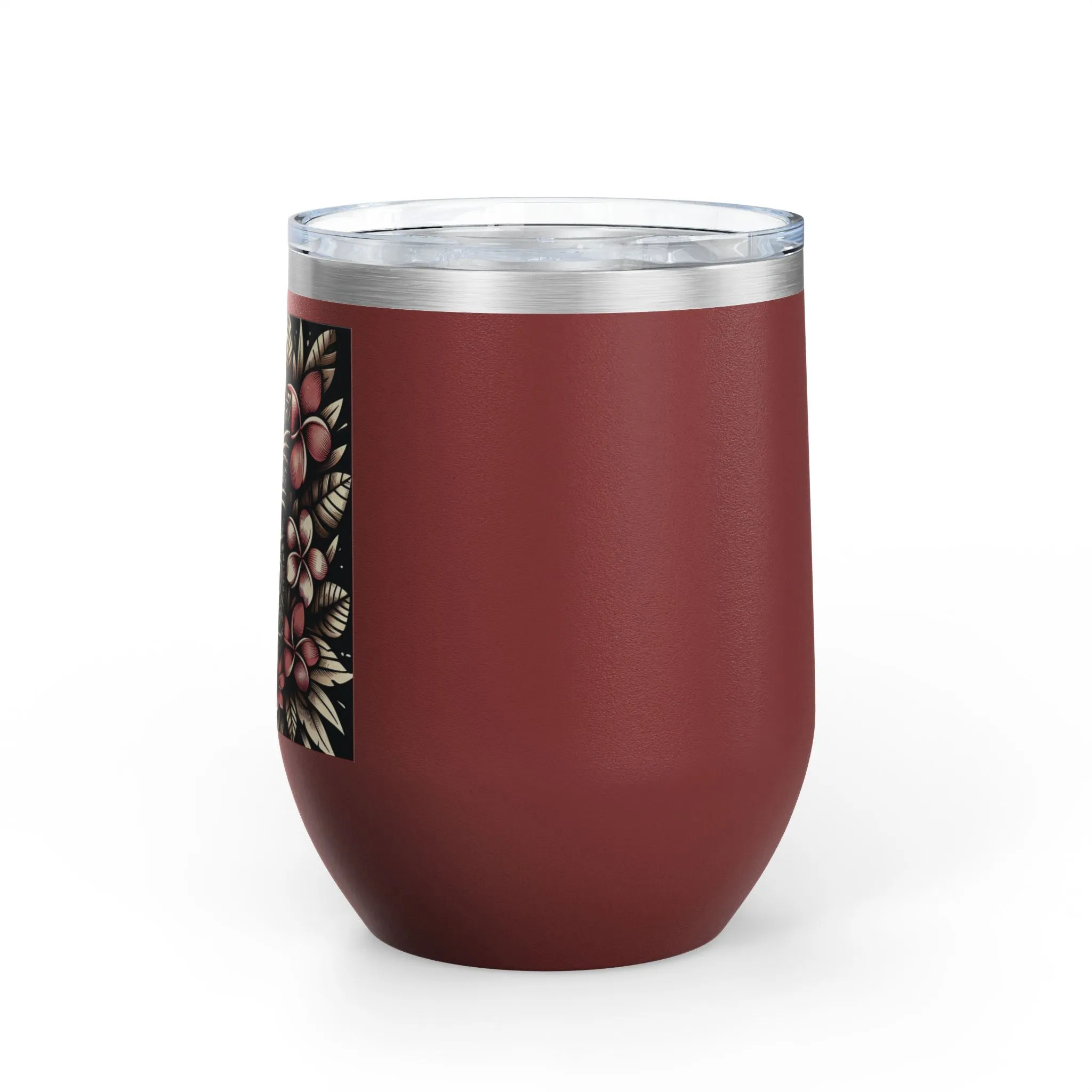 Tropical Floral Wine Tumbler - 12oz Insulated Drinkware for Outdoor Gatherings