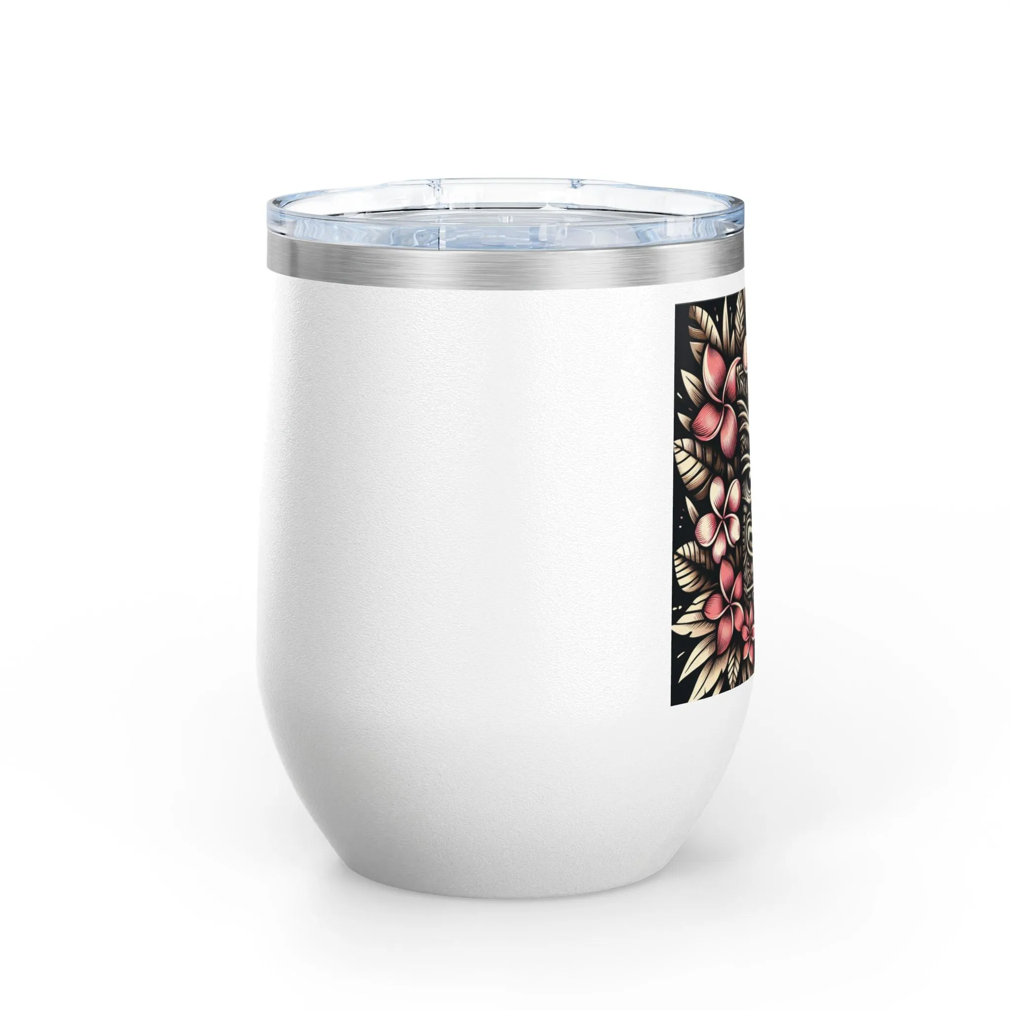 Tropical Floral Wine Tumbler - 12oz Insulated Drinkware for Outdoor Gatherings