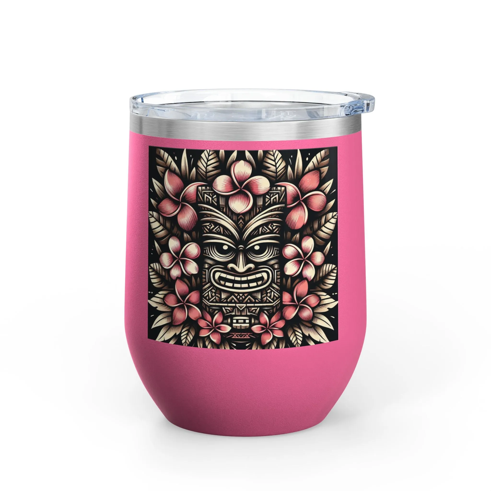 Tropical Floral Wine Tumbler - 12oz Insulated Drinkware for Outdoor Gatherings