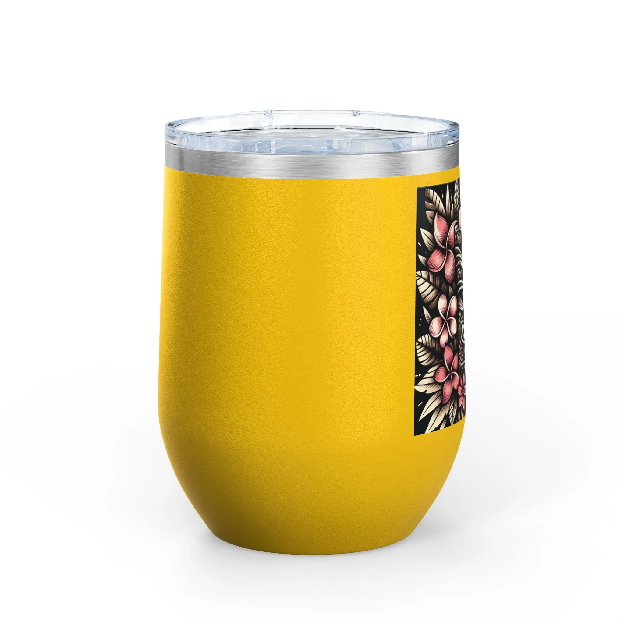 Tropical Floral Wine Tumbler - 12oz Insulated Drinkware for Outdoor Gatherings