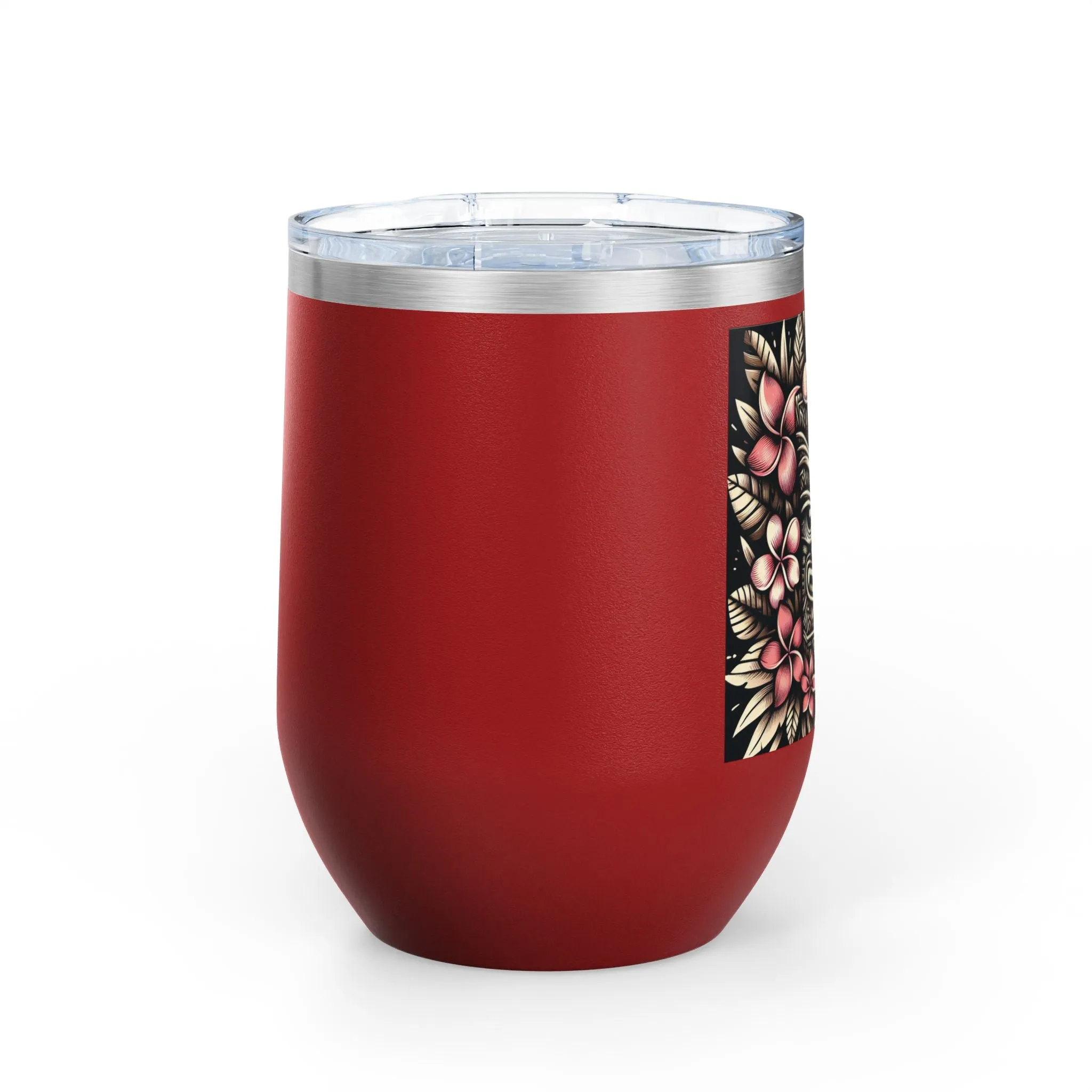 Tropical Floral Wine Tumbler - 12oz Insulated Drinkware for Outdoor Gatherings