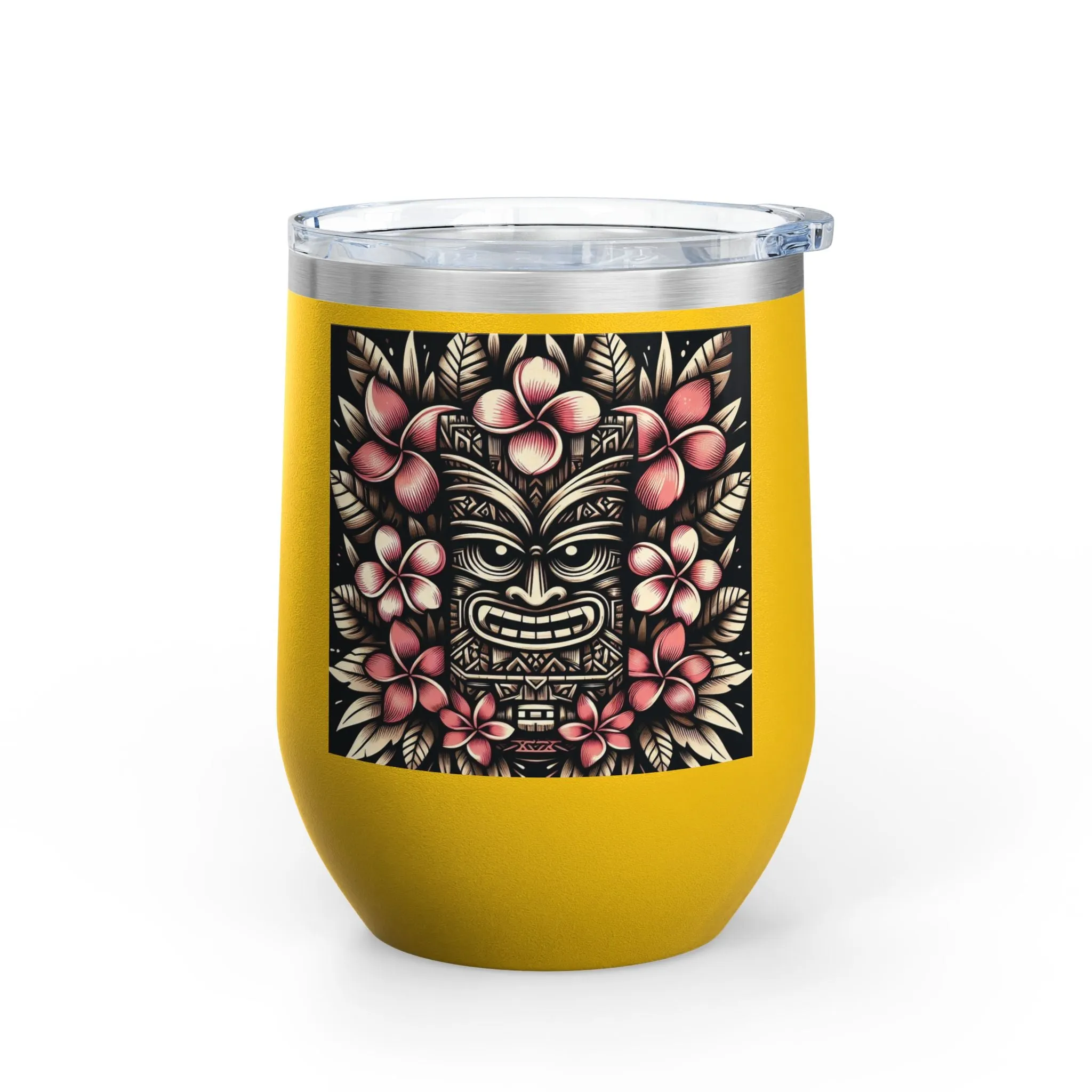 Tropical Floral Wine Tumbler - 12oz Insulated Drinkware for Outdoor Gatherings