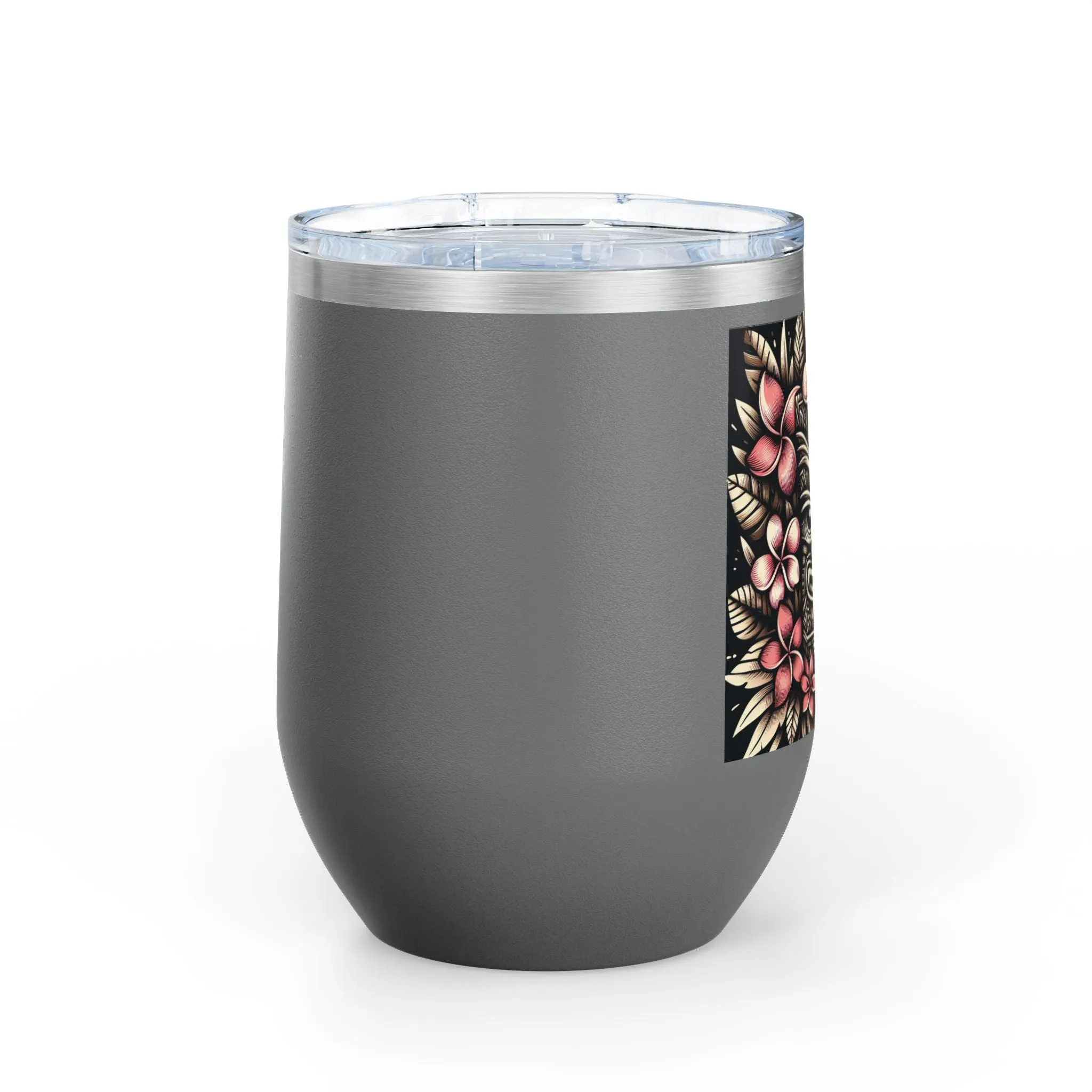 Tropical Floral Wine Tumbler - 12oz Insulated Drinkware for Outdoor Gatherings