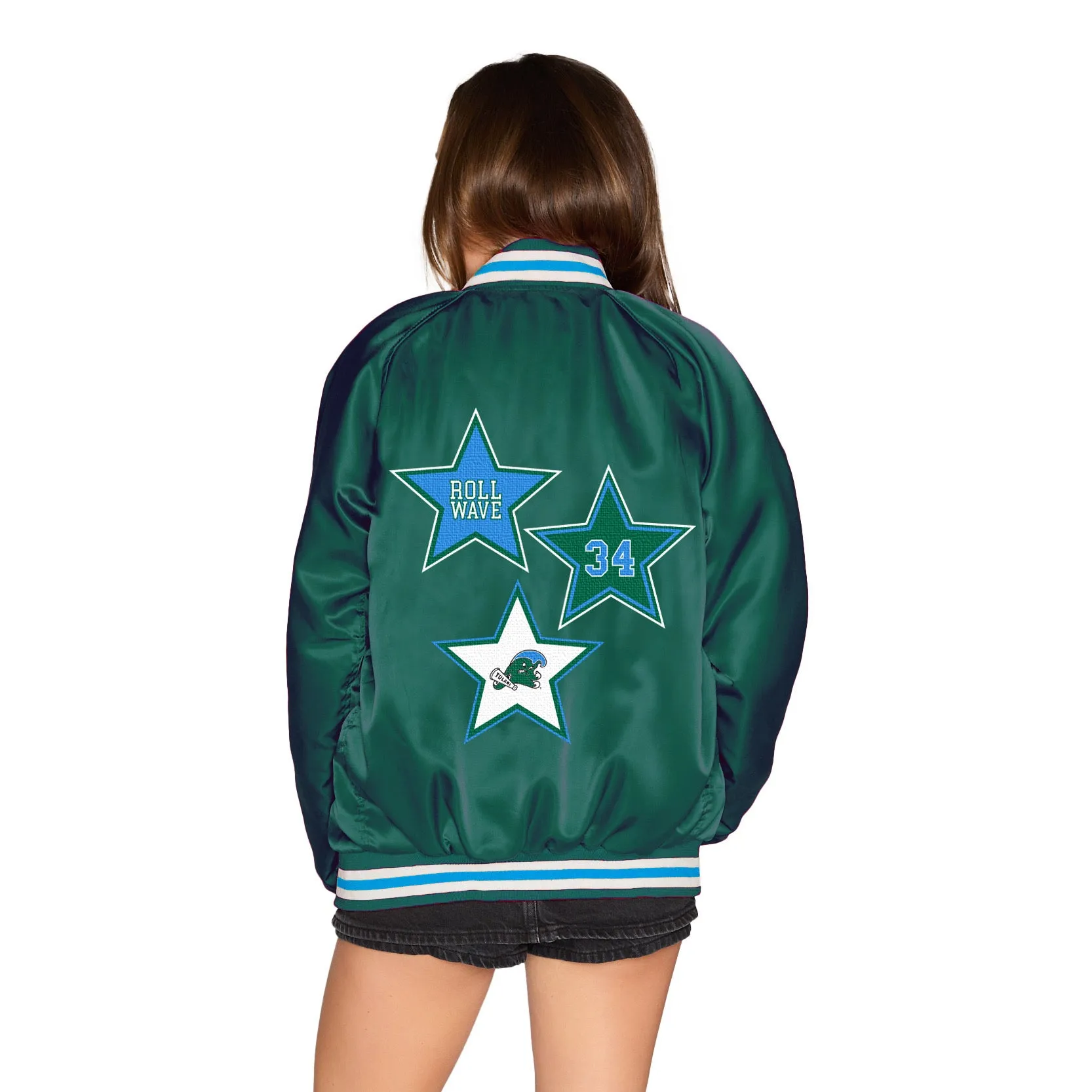 Tulane Satin Letterman Bomber Jacket