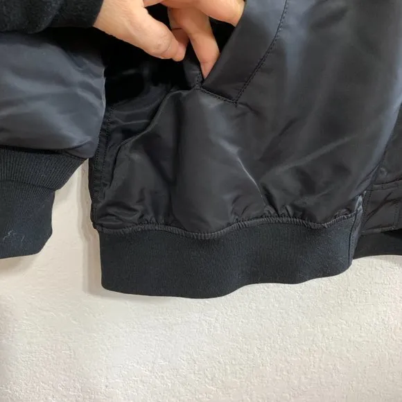UNIQLO NWT Womens 2XL Ribbed Blouson Bomber Jacket Faux Fur Black