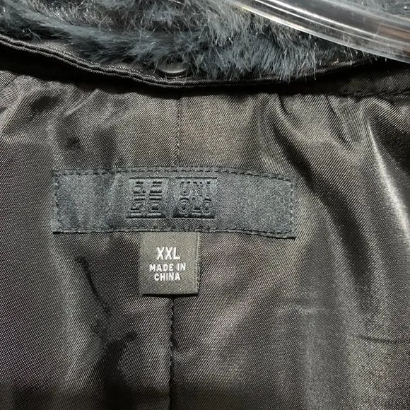 UNIQLO NWT Womens 2XL Ribbed Blouson Bomber Jacket Faux Fur Black
