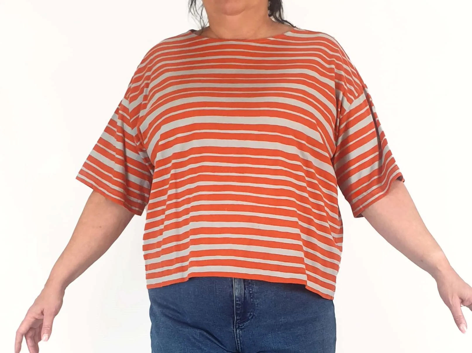 Uniqlo x Marimekko red and grey striped tee shirt size XXL