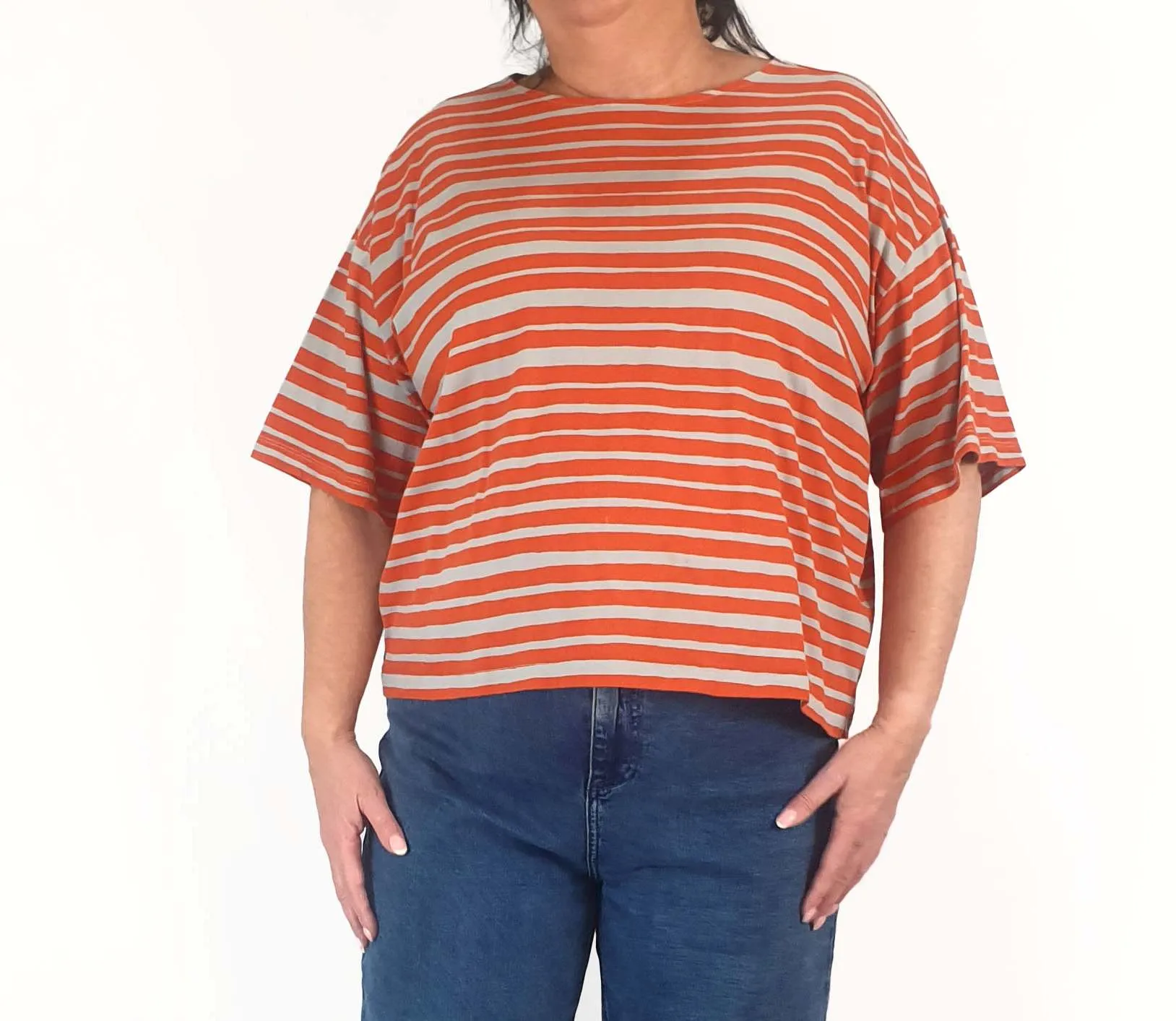 Uniqlo x Marimekko red and grey striped tee shirt size XXL