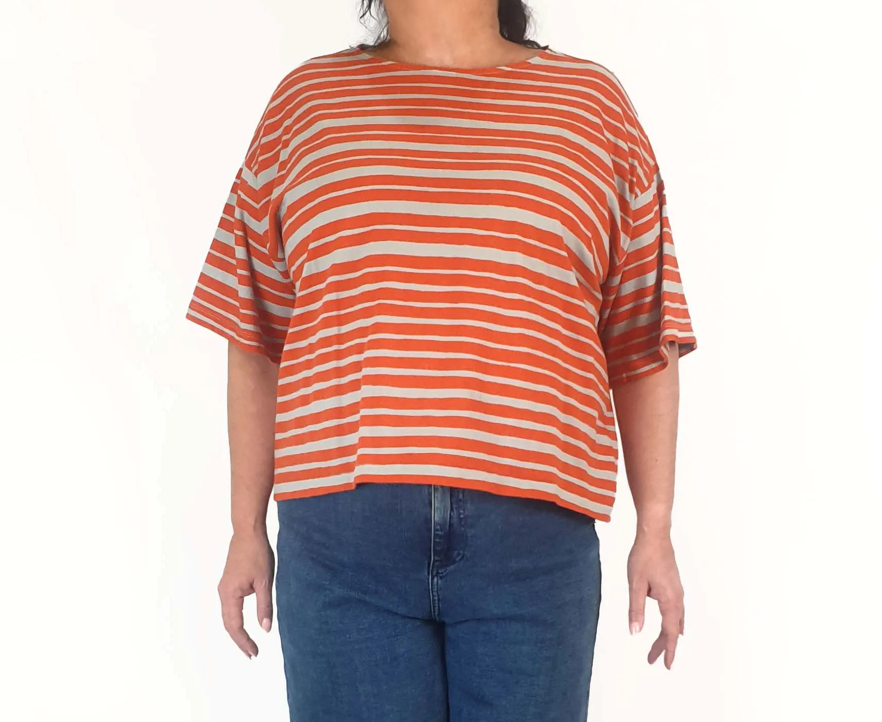 Uniqlo x Marimekko red and grey striped tee shirt size XXL