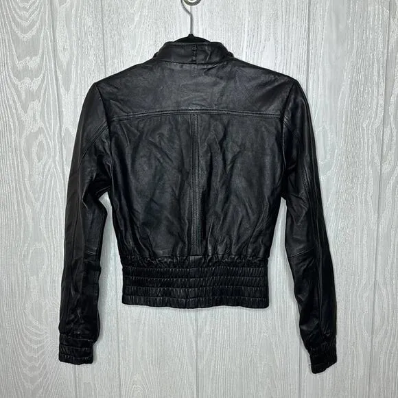 Uniquism lambskin,‎ leather jacket, black size extra small