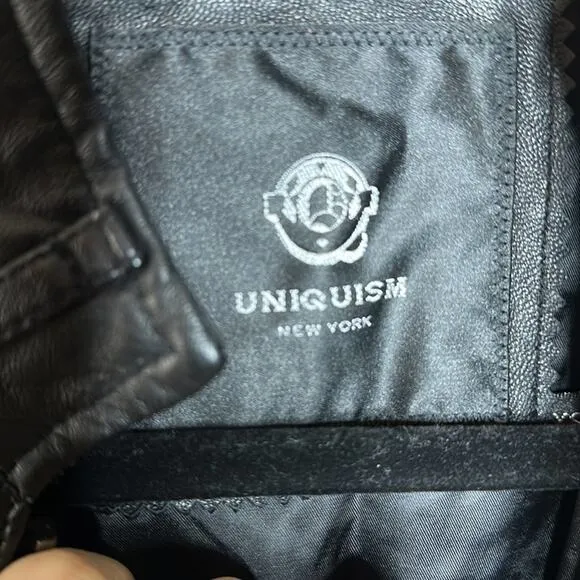 Uniquism lambskin,‎ leather jacket, black size extra small