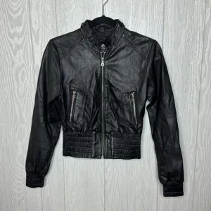 Uniquism lambskin,‎ leather jacket, black size extra small