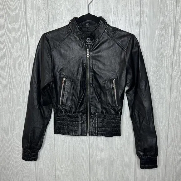 Uniquism lambskin,‎ leather jacket, black size extra small