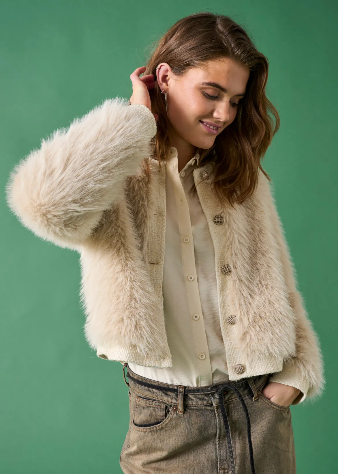 Vada Faux Fur Bomber Jacket