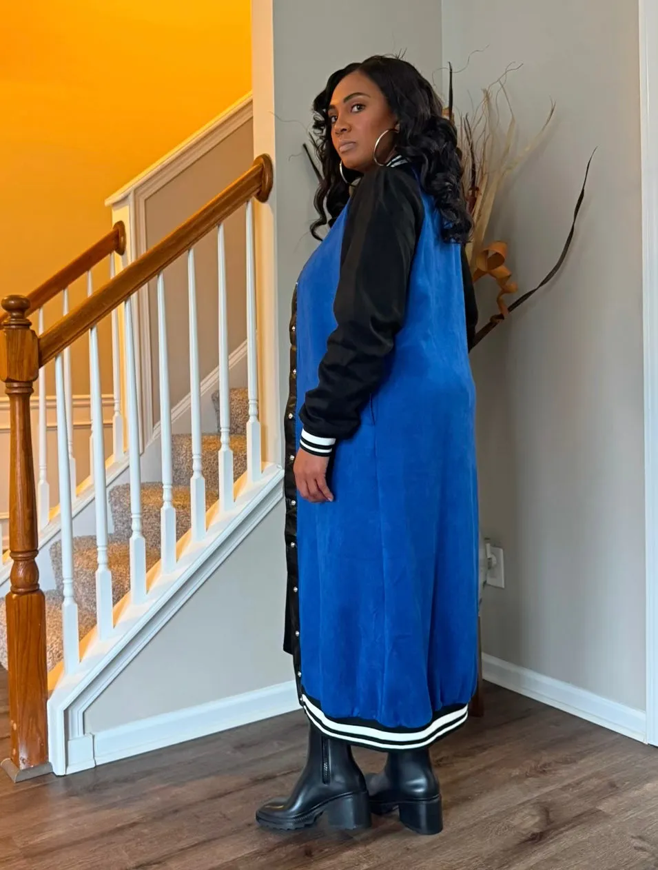 VARSITY BOMBER (Dress/Jacket)-Blue