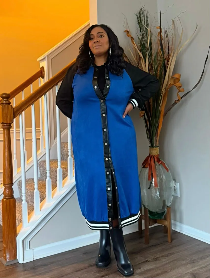 VARSITY BOMBER (Dress/Jacket)-Blue