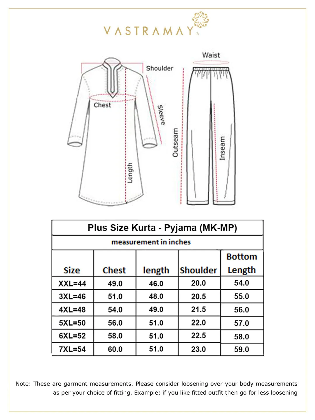 VASTRAMAY Men's Plus Size Golden Silk Blend Kurta Pyjama Set