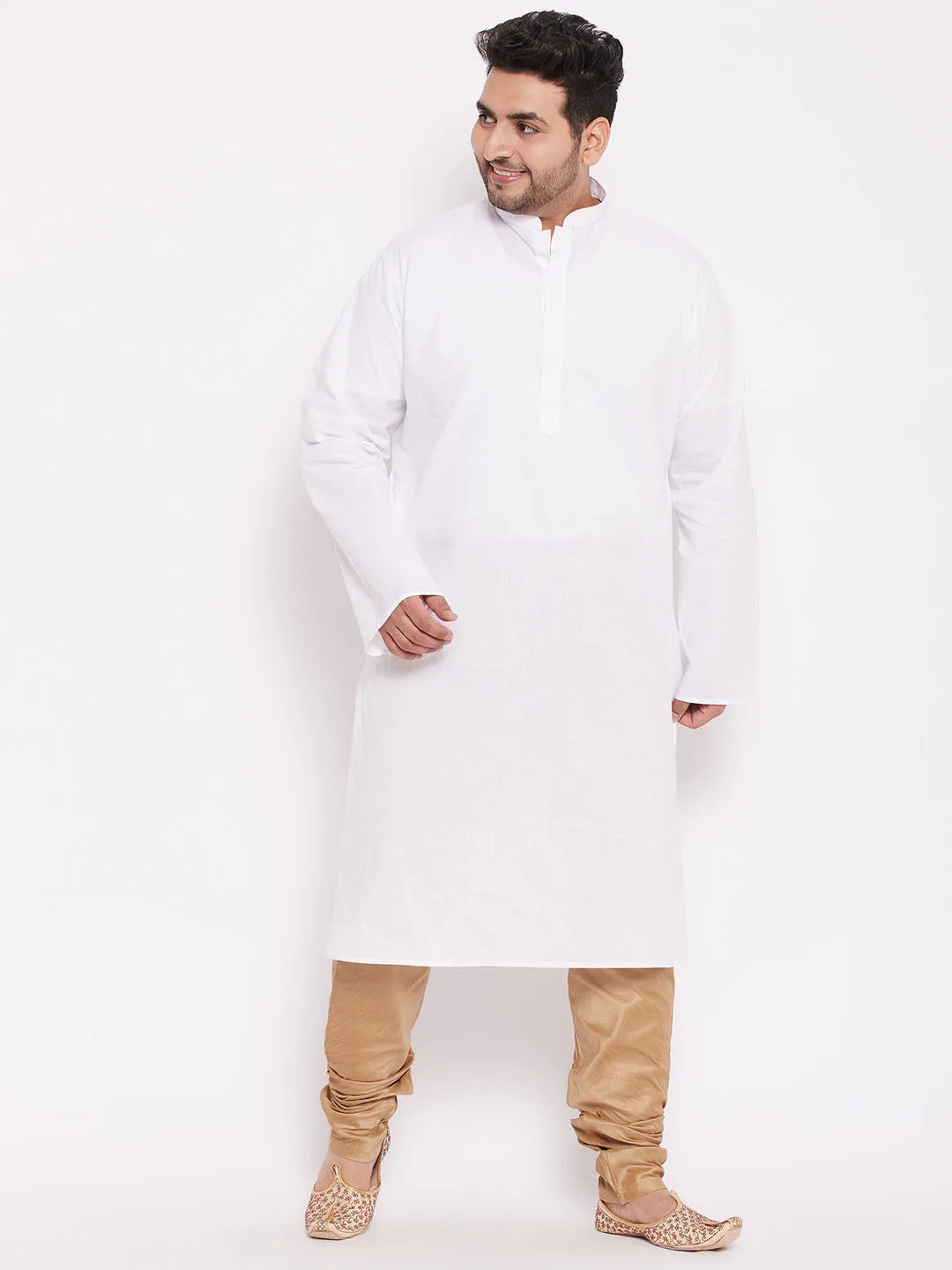 Vastramay Men's  Plus Size Rose Gold Cotton Silk Blend Pyjama