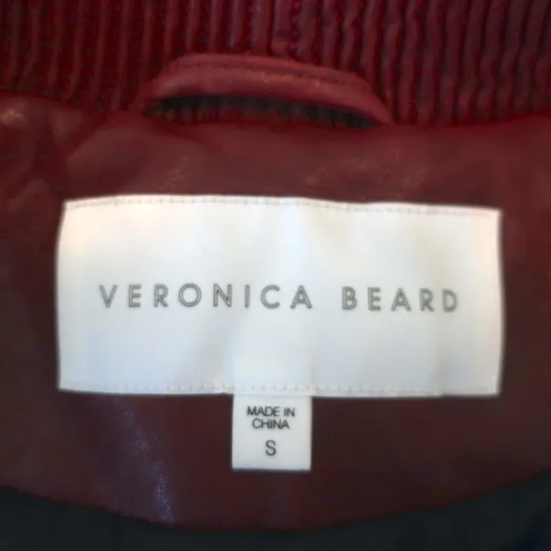 Veronica Beard Malin Quilted Leather Bomber Jacket Bordeaux Size Small