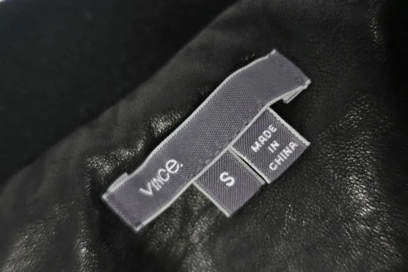 Vince Bomber Jacket Black Calf Hair & Leather Size Small