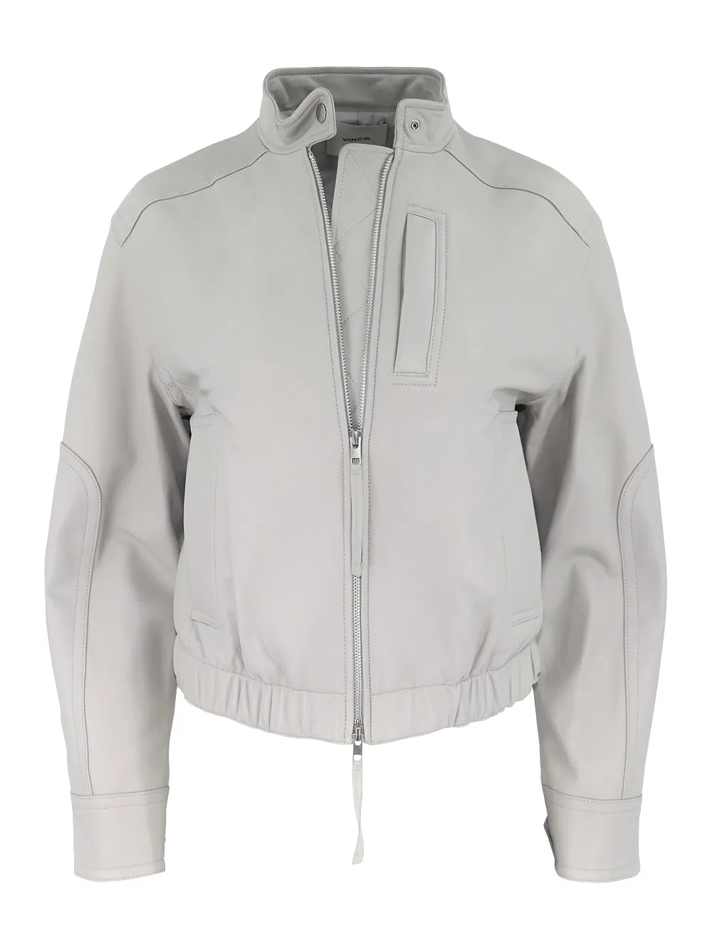 Vince Leather Cropped Bomber Jacket
