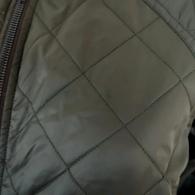 Vince Quilted Bomber Jacket Olive Nylon Size Extra Small