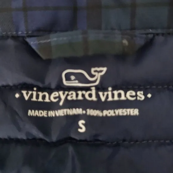 Vineyard Vines Women's Blue Green Tartan Plaid Puffer Vest Jacket Size Small