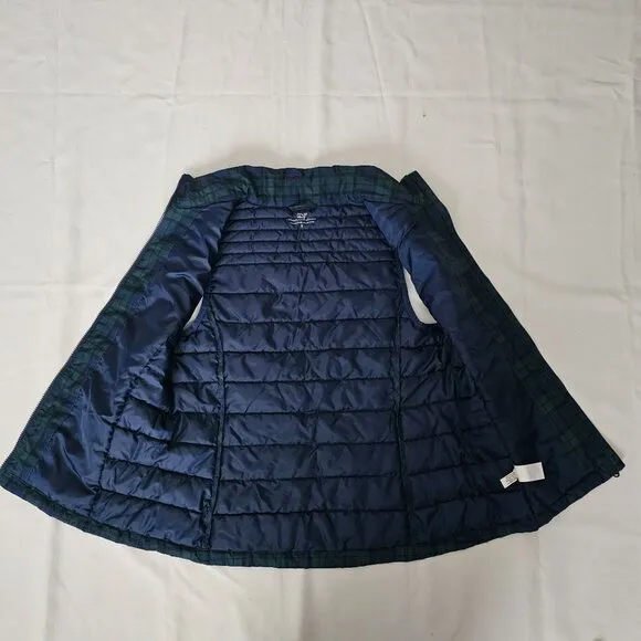 Vineyard Vines Women's Blue Green Tartan Plaid Puffer Vest Jacket Size Small