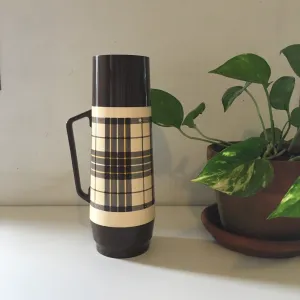 Vintage brown plaid travel thermos by THERMO SERV