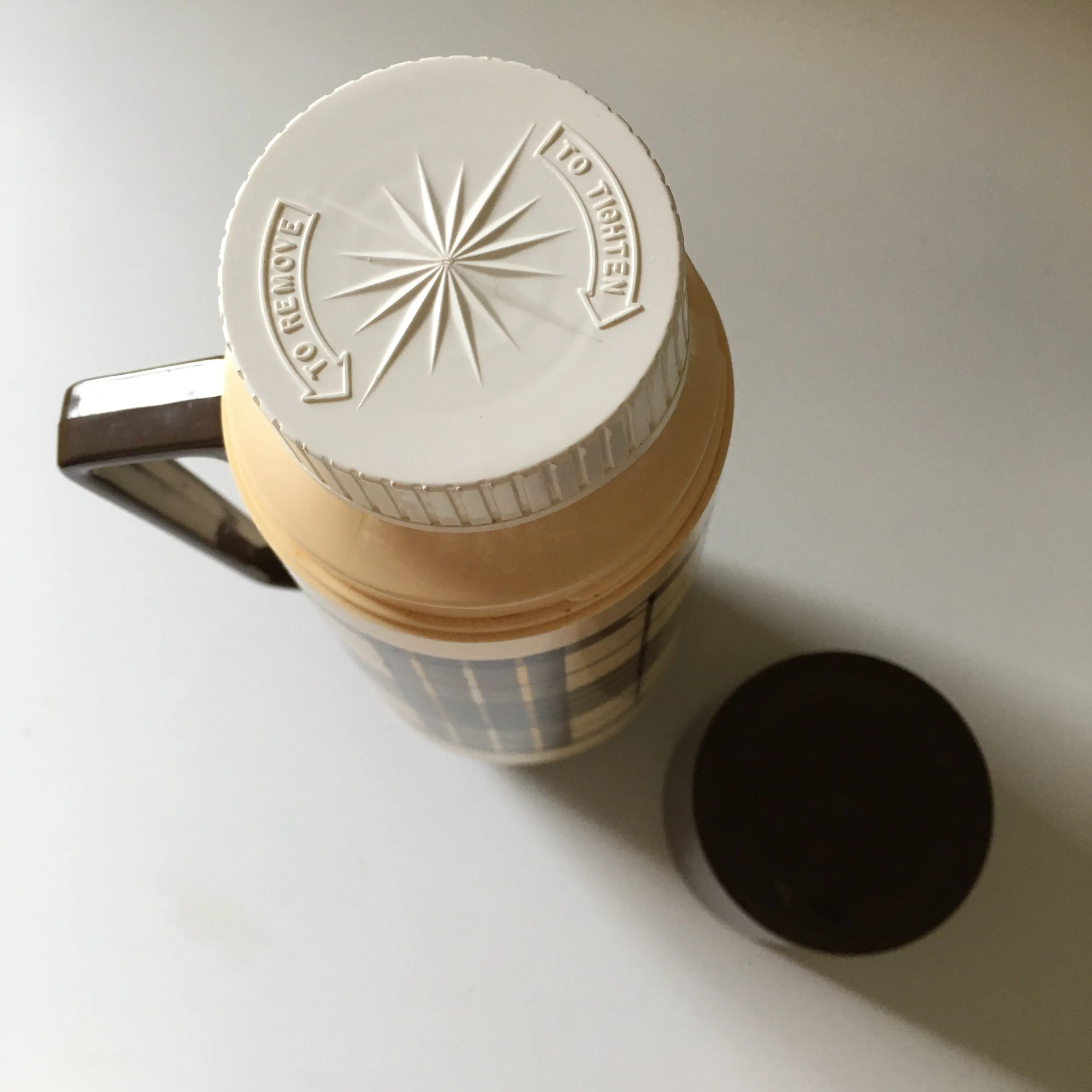 Vintage brown plaid travel thermos by THERMO SERV