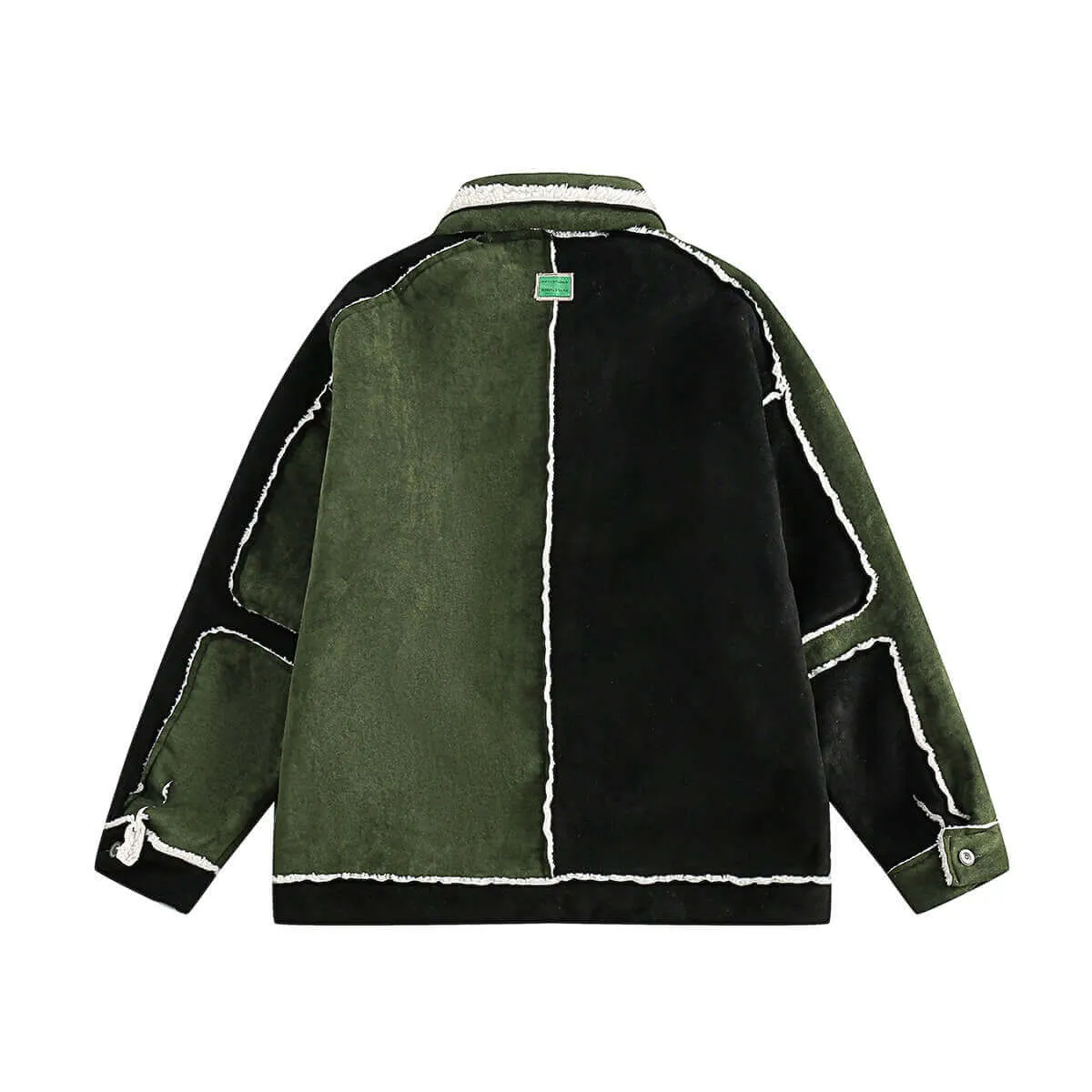 Vintage Floral Embroidered Suede Fleece Jacket