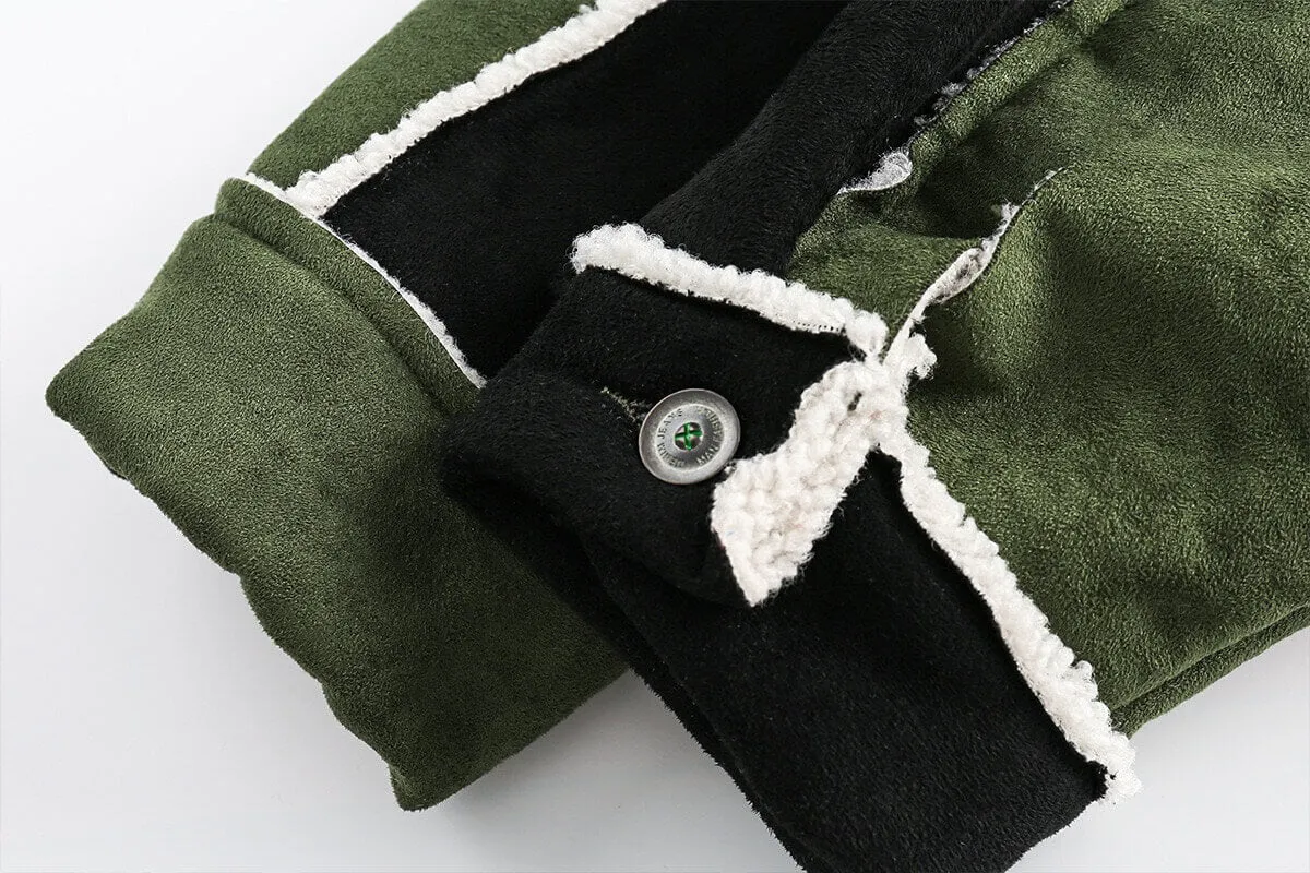 Vintage Floral Embroidered Suede Fleece Jacket