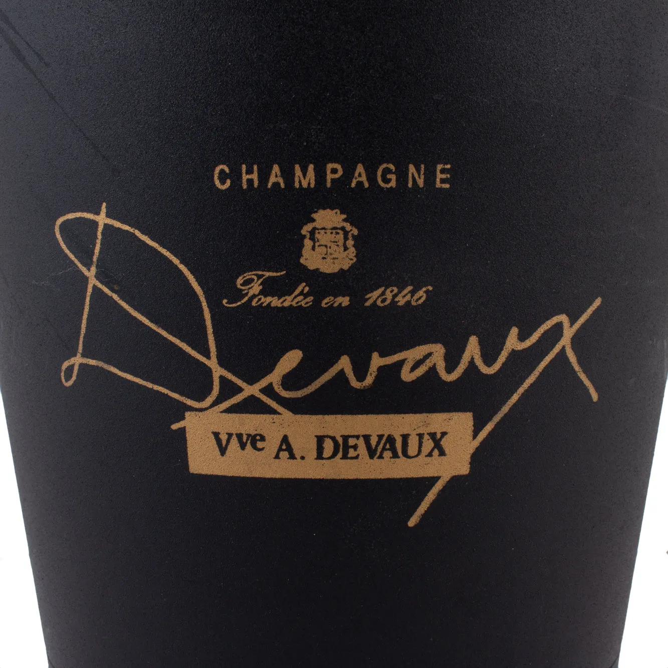 Vintage French Black & Gold Slim Metal Ice Bucket from Devaux