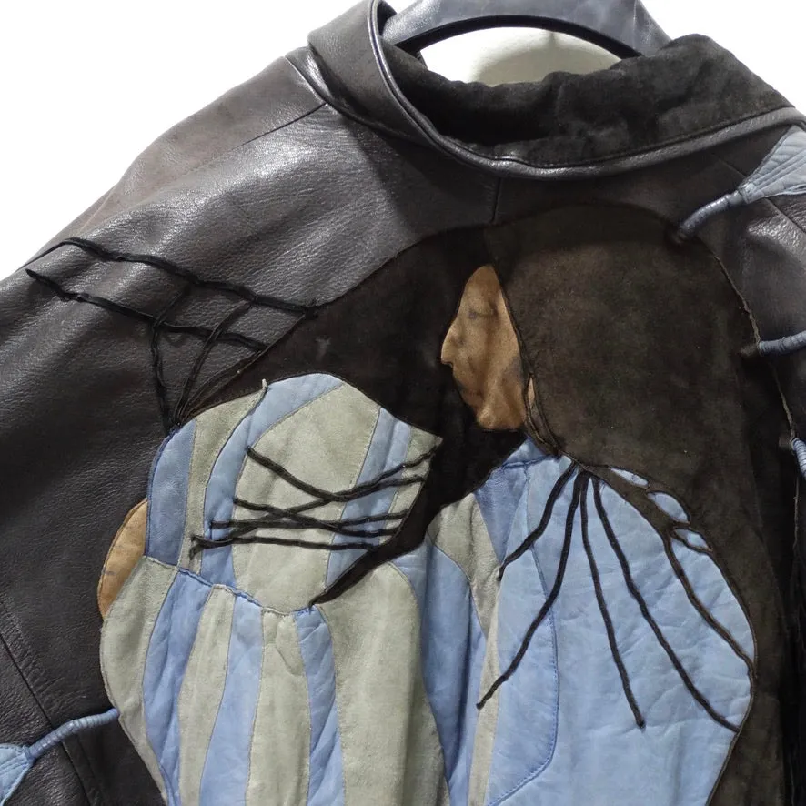 Vintage Robert Comstock Embroidered Leather Jacket