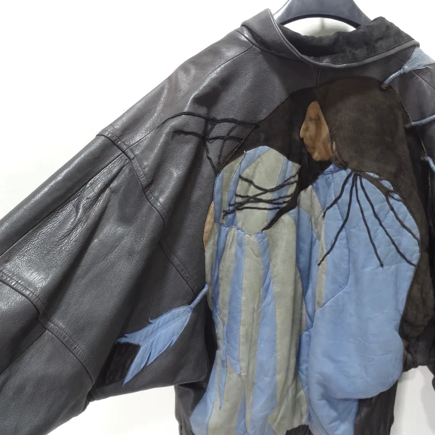 Vintage Robert Comstock Embroidered Leather Jacket