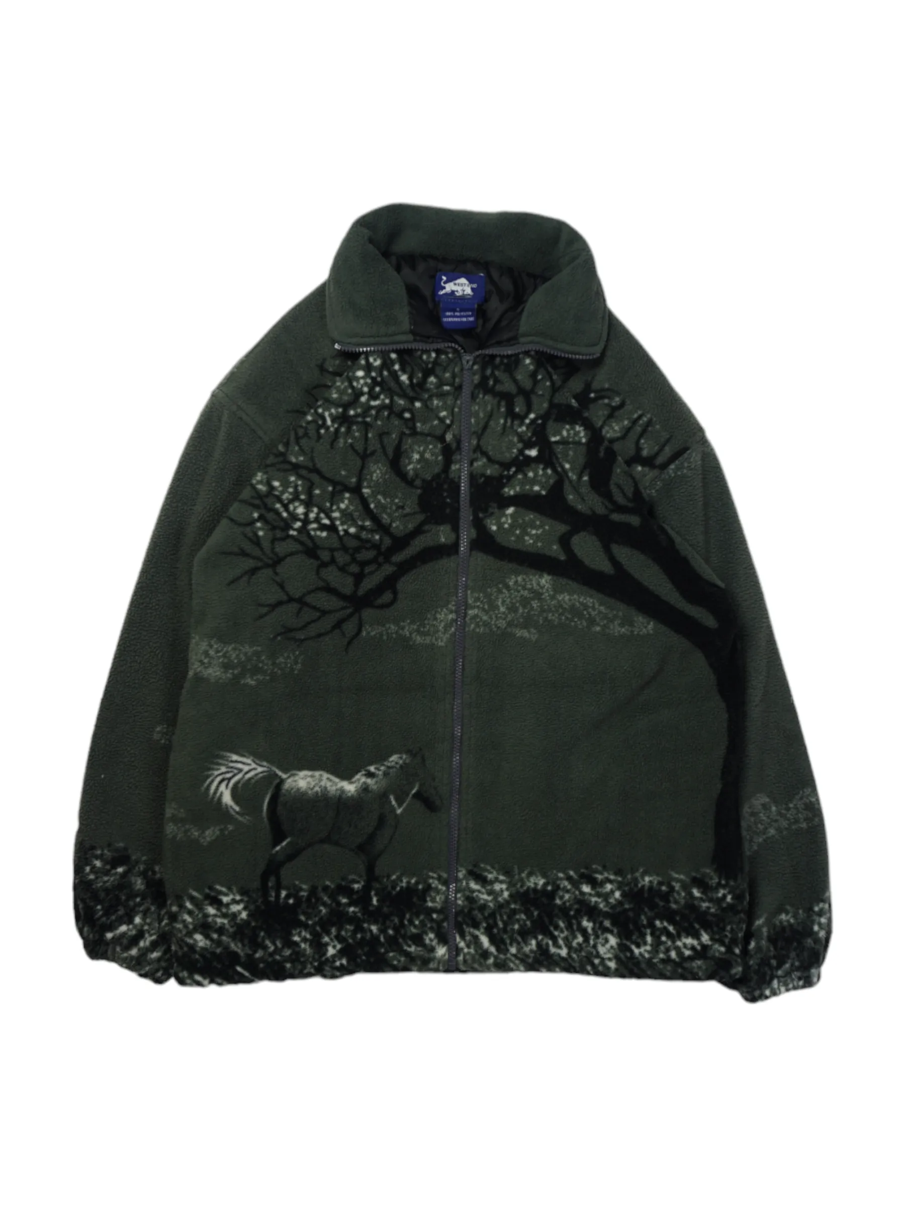 Vintage Westend Groene Fleece met volledige rits
