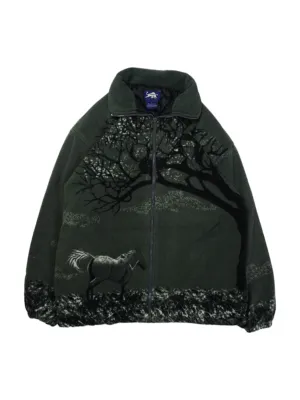 Vintage Westend Groene Fleece met volledige rits